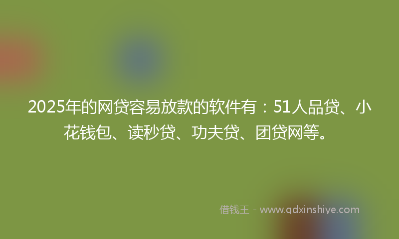 2025年的网贷容易放款的软件有：51人品贷、小花钱包、读秒贷、功夫贷、团贷网等。