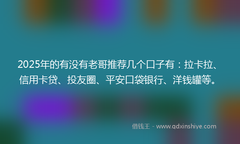 2025年的有没有老哥推荐几个口子有：拉卡拉、信用卡贷、投友圈、平安口袋银行、洋钱罐等。