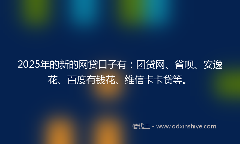 2025年的新的网贷口子有：团贷网、省呗、安逸花、百度有钱花、维信卡卡贷等。