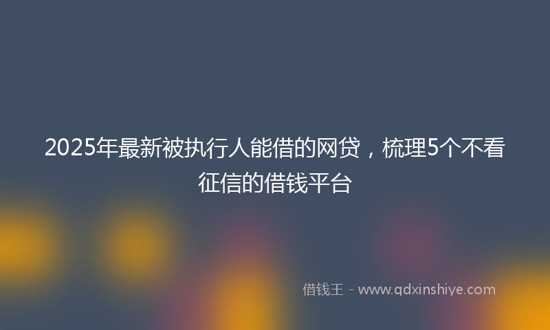 2025年最新被执行人能借的网贷，梳理5个不看征信的借钱平台