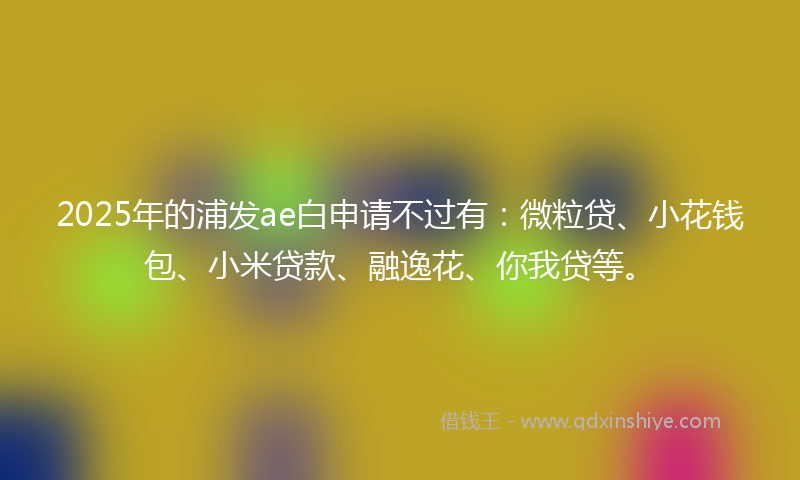 2025年的浦发ae白申请不过有：微粒贷、小花钱包、小米贷款、融逸花、你我贷等。