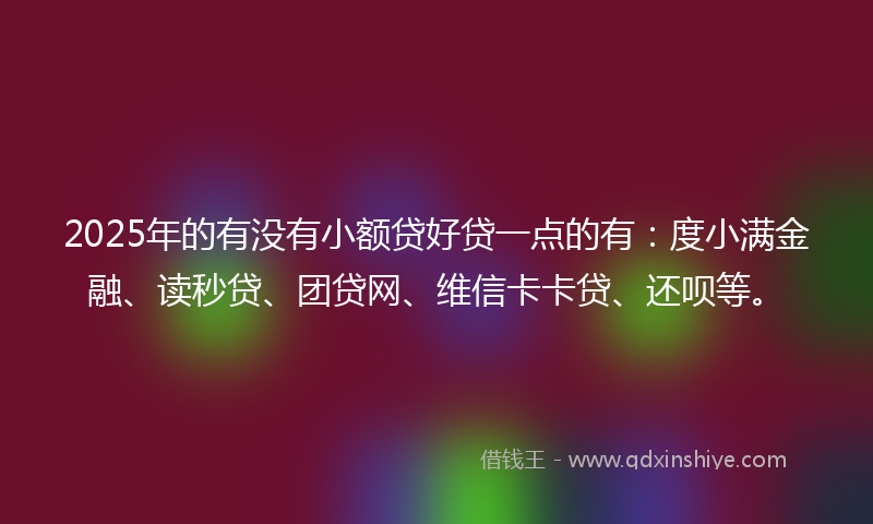 2025年的有没有小额贷好贷一点的有：度小满金融、读秒贷、团贷网、维信卡卡贷、还呗等。