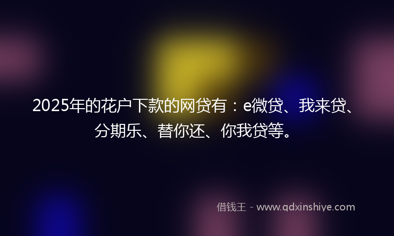 2025年的花户下款的网贷有：e微贷、我来贷、分期乐、替你还、你我贷等。