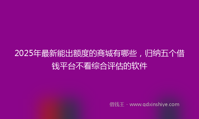 2025年最新能出额度的商城有哪些，归纳五个借钱平台不看综合评估的软件