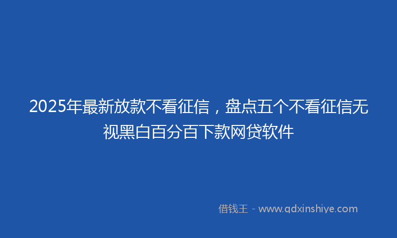 2025年最新放款不看征信，盘点五个不看征信无视黑白百分百下款网贷软件