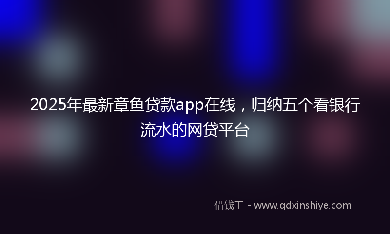 2025年最新章鱼贷款app在线，归纳五个看银行流水的网贷平台