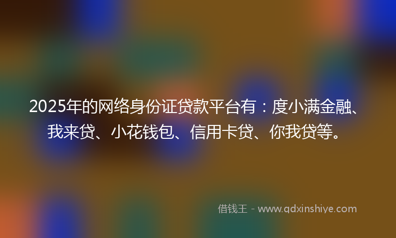 2025年的网络身份证贷款平台有：度小满金融、我来贷、小花钱包、信用卡贷、你我贷等。