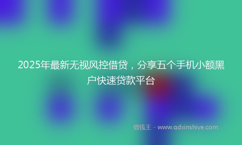 2025年最新无视风控借贷，分享五个手机小额黑户快速贷款平台