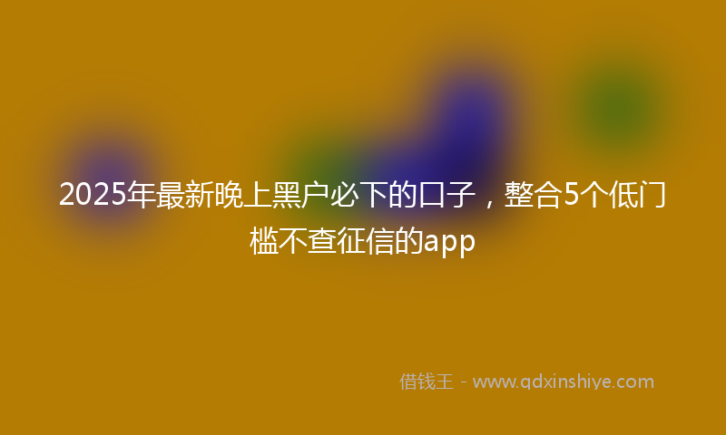 2025年最新晚上黑户必下的口子，整合5个低门槛不查征信的app