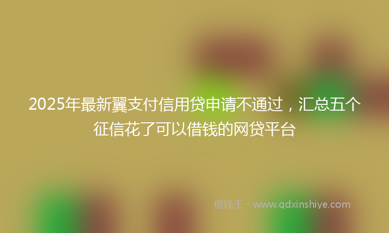2025年最新翼支付信用贷申请不通过，汇总五个征信花了可以借钱的网贷平台