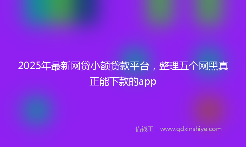 2025年最新网贷小额贷款平台，整理五个网黑真正能下款的app