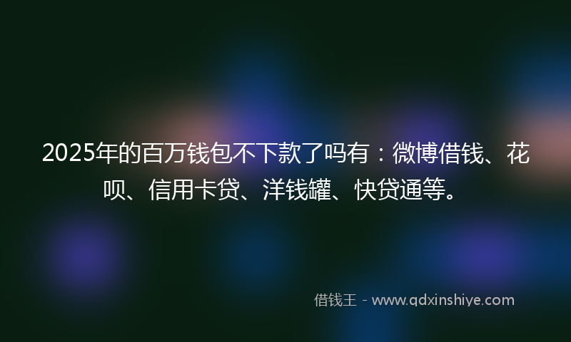 2025年的百万钱包不下款了吗有：微博借钱、花呗、信用卡贷、洋钱罐、快贷通等。