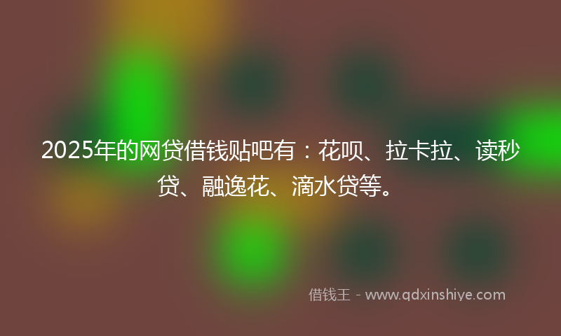 2025年的网贷借钱贴吧有：花呗、拉卡拉、读秒贷、融逸花、滴水贷等。