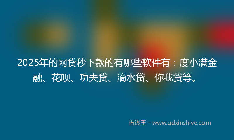 2025年的网贷秒下款的有哪些软件有：度小满金融、花呗、功夫贷、滴水贷、你我贷等。