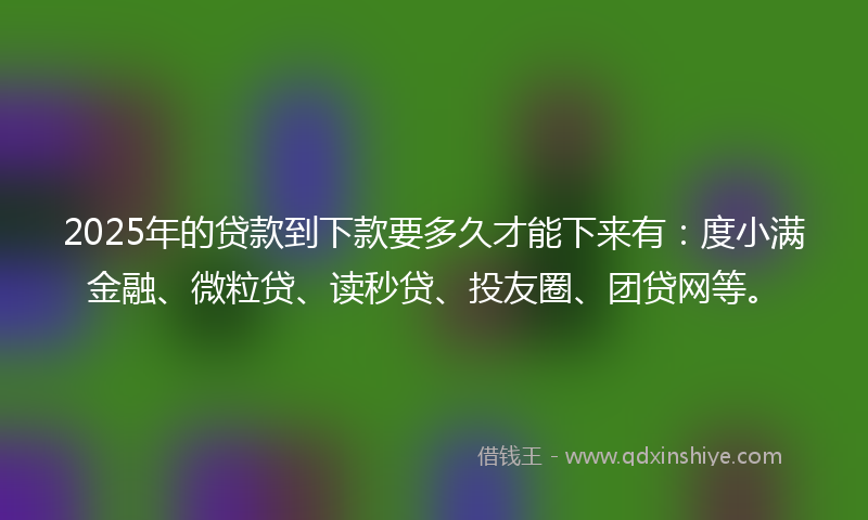 2025年的贷款到下款要多久才能下来有：度小满金融、微粒贷、读秒贷、投友圈、团贷网等。