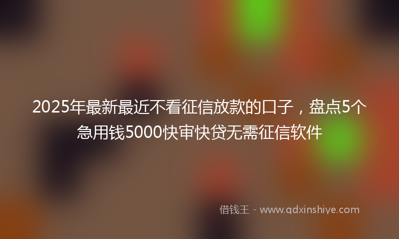2025年最新最近不看征信放款的口子，盘点5个急用钱5000快审快贷无需征信软件
