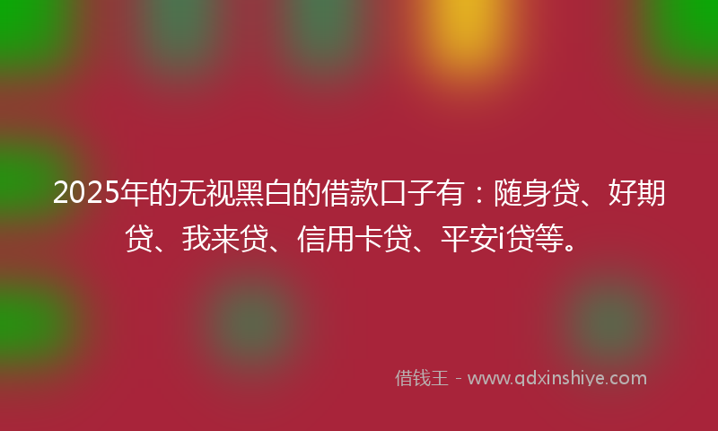 2025年的无视黑白的借款口子有：随身贷、好期贷、我来贷、信用卡贷、平安i贷等。