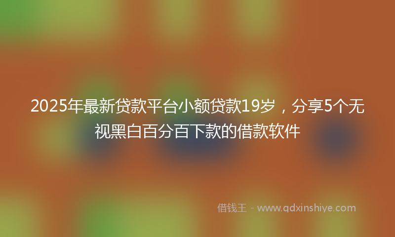 2025年最新贷款平台小额贷款19岁，分享5个无视黑白百分百下款的借款软件