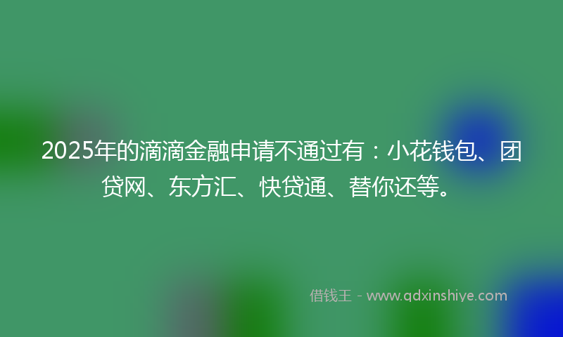 2025年的滴滴金融申请不通过有：小花钱包、团贷网、东方汇、快贷通、替你还等。