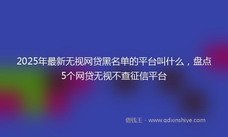 2025年最新无视网贷黑名单的平台叫什么，盘点5个网贷无视不查征信平台