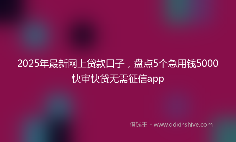 2025年最新网上贷款口子，盘点5个急用钱5000快审快贷无需征信app