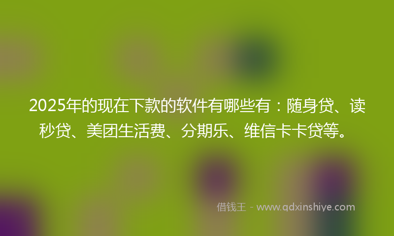 2025年的现在下款的软件有哪些有：随身贷、读秒贷、美团生活费、分期乐、维信卡卡贷等。