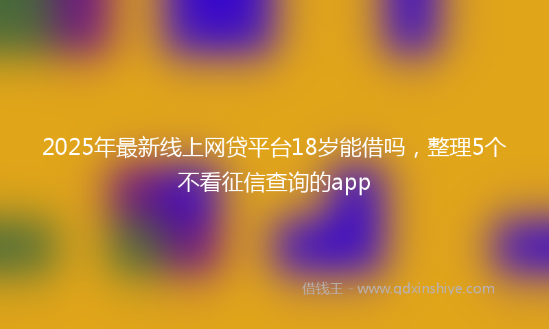2025年最新线上网贷平台18岁能借吗，整理5个不看征信查询的app