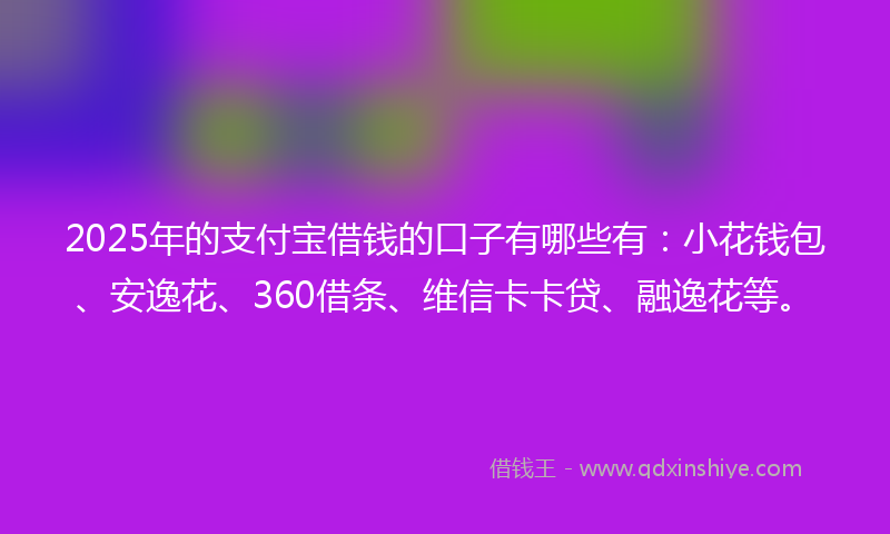 2025年的支付宝借钱的口子有哪些有：小花钱包、安逸花、360借条、维信卡卡贷、融逸花等。