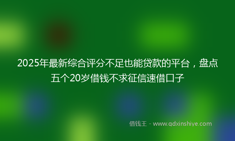 2025年最新综合评分不足也能贷款的平台，盘点五个20岁借钱不求征信速借口子