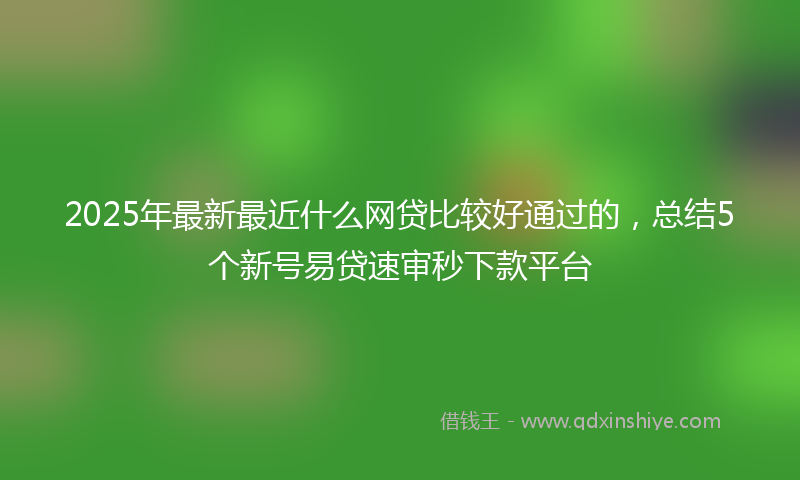 2025年最新最近什么网贷比较好通过的，总结5个新号易贷速审秒下款平台
