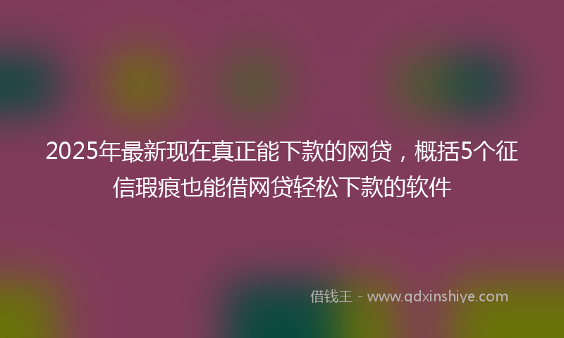 2025年最新现在真正能下款的网贷，概括5个征信瑕疵也能借网贷轻松下款的软件