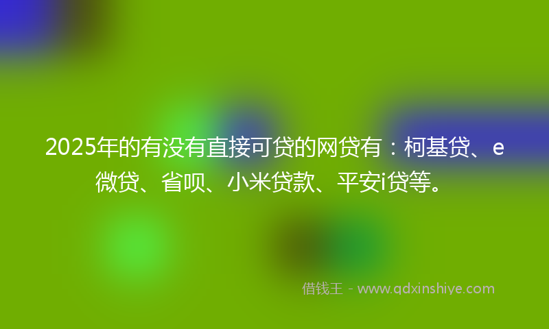 2025年的有没有直接可贷的网贷有：柯基贷、e微贷、省呗、小米贷款、平安i贷等。