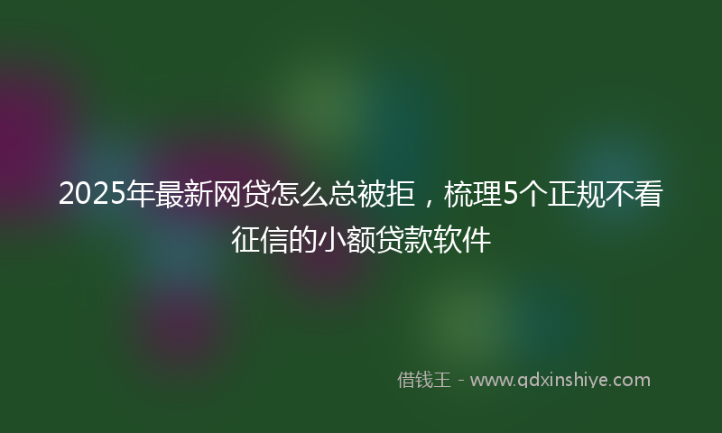 2025年最新网贷怎么总被拒，梳理5个正规不看征信的小额贷款软件