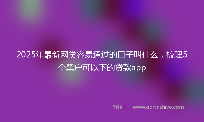 2025年最新网贷容易通过的口子叫什么，梳理5个黑户可以下的贷款app