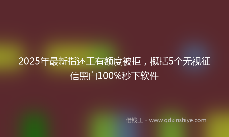 2025年最新指还王有额度被拒，概括5个无视征信黑白100%秒下软件
