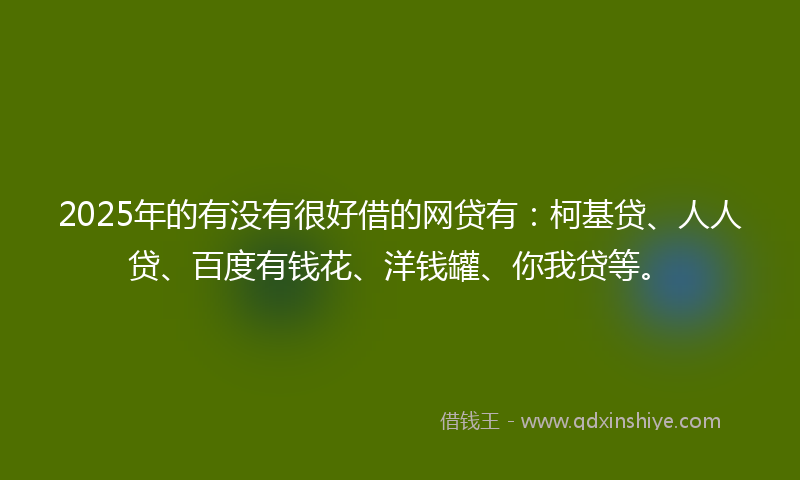 2025年的有没有很好借的网贷有：柯基贷、人人贷、百度有钱花、洋钱罐、你我贷等。