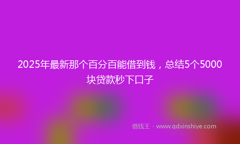 2025年最新那个百分百能借到钱，总结5个5000块贷款秒下口子