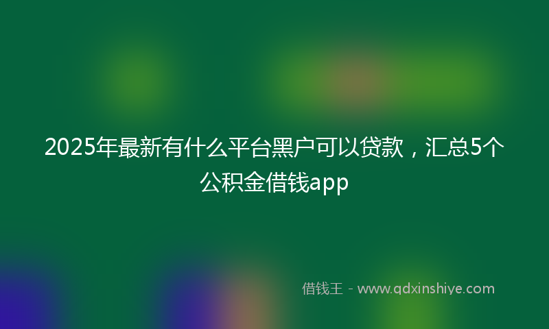 2025年最新有什么平台黑户可以贷款，汇总5个公积金借钱app