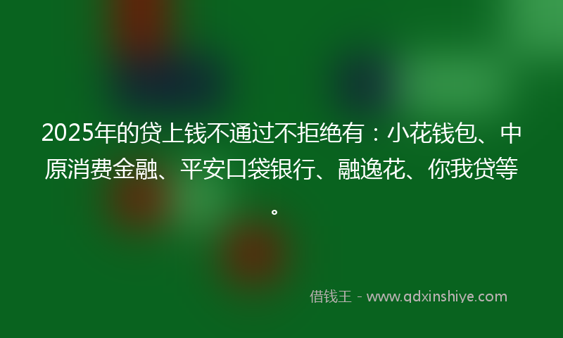 2025年的贷上钱不通过不拒绝有：小花钱包、中原消费金融、平安口袋银行、融逸花、你我贷等。
