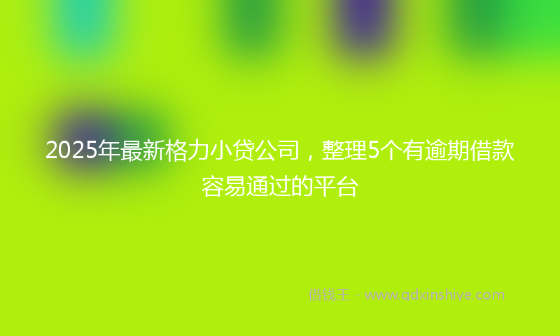 2025年最新格力小贷公司，整理5个有逾期借款容易通过的平台