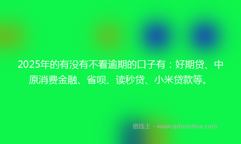 2025年的有没有不看逾期的口子有：好期贷、中原消费金融、省呗、读秒贷、小米贷款等。