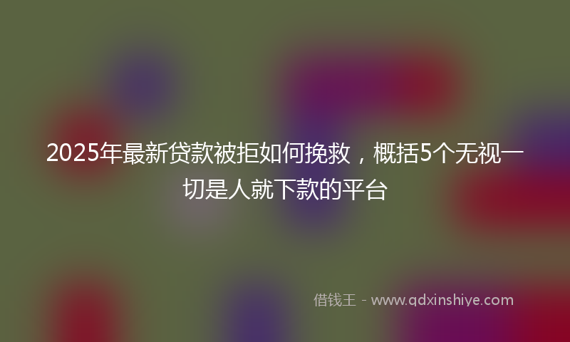2025年最新贷款被拒如何挽救，概括5个无视一切是人就下款的平台