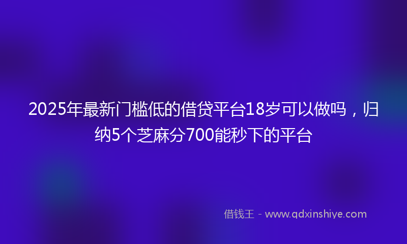 2025年最新门槛低的借贷平台18岁可以做吗，归纳5个芝麻分700能秒下的平台