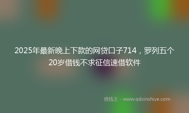 2025年最新晚上下款的网贷口子714，罗列五个20岁借钱不求征信速借软件