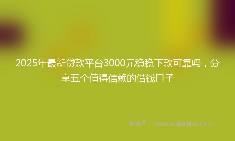 2025年最新贷款平台3000元稳稳下款可靠吗，分享五个值得信赖的借钱口子