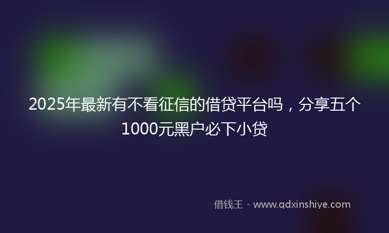2025年最新有不看征信的借贷平台吗，分享五个1000元黑户必下小贷