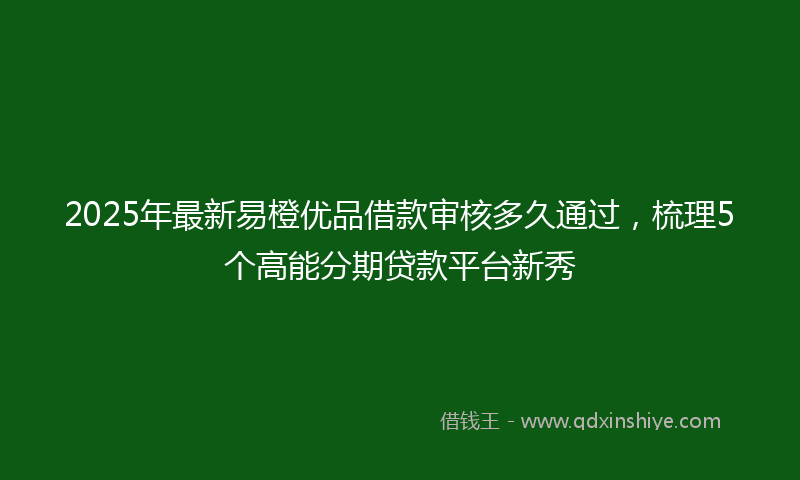 2025年最新易橙优品借款审核多久通过，梳理5个高能分期贷款平台新秀
