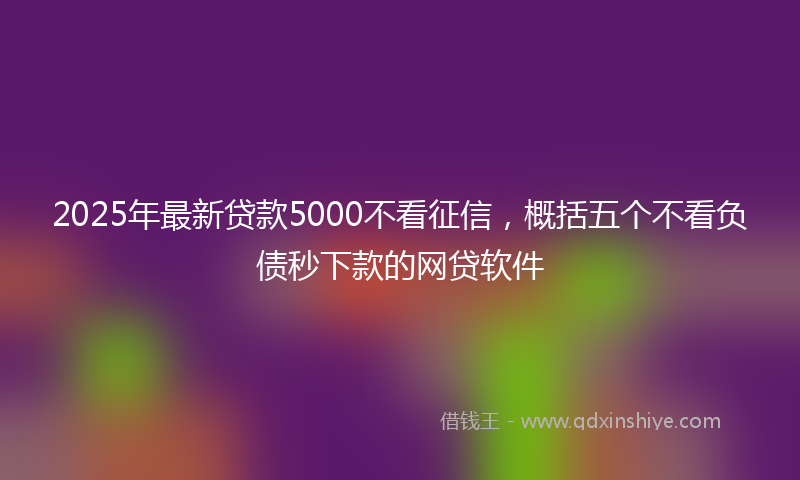 2025年最新贷款5000不看征信，概括五个不看负债秒下款的网贷软件