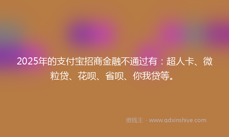2025年的支付宝招商金融不通过有：超人卡、微粒贷、花呗、省呗、你我贷等。