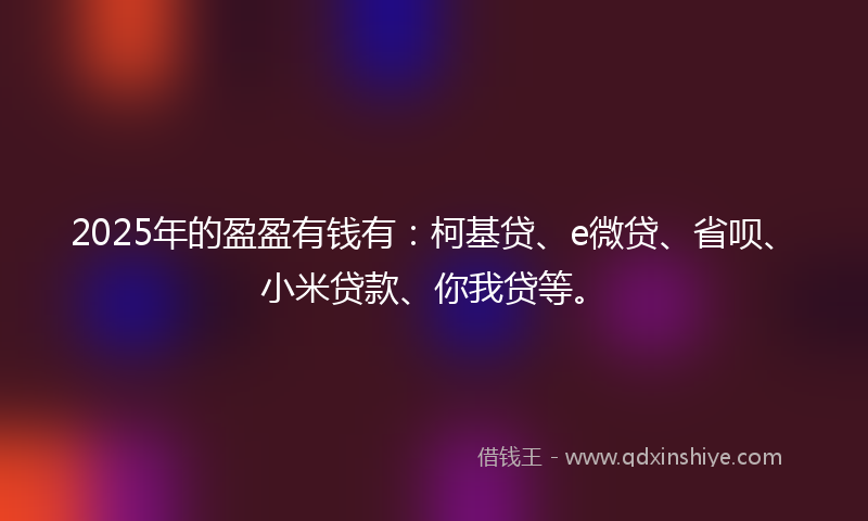 2025年的盈盈有钱有：柯基贷、e微贷、省呗、小米贷款、你我贷等。